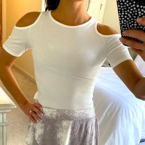 White Cold Shoulder Top